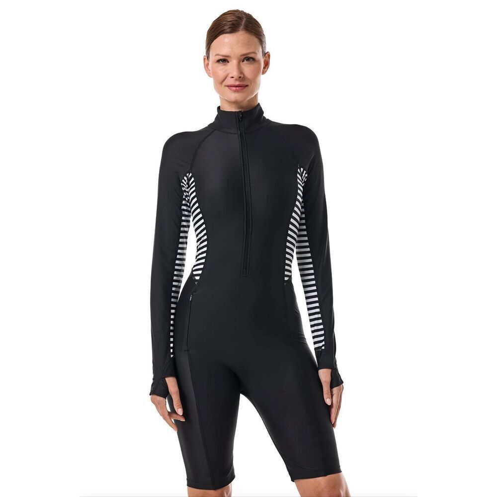 NWOT Coolibar Alana Knee Length Long Sleeve Swimsuit Colorblock Size XXL UPF 50+